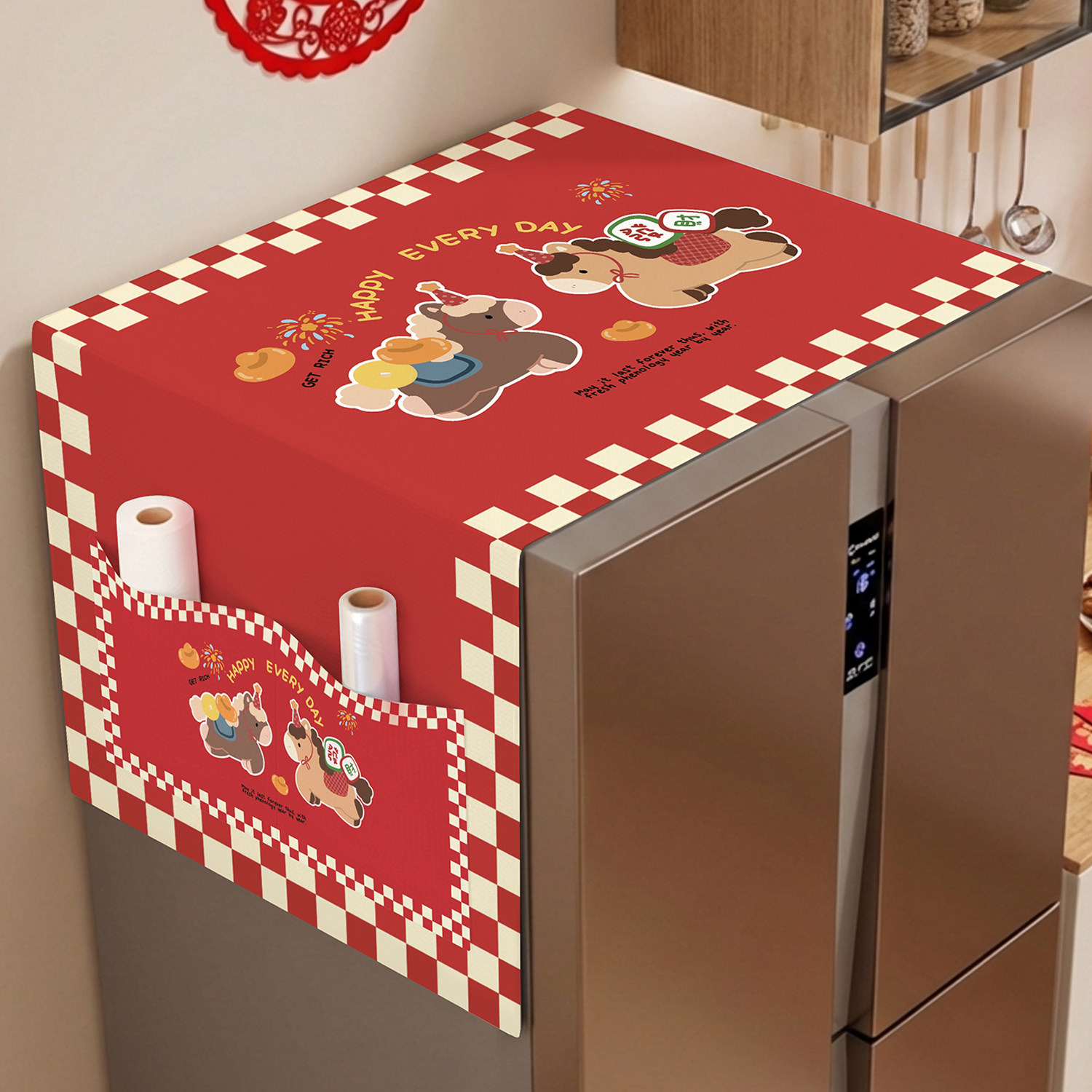 冰箱防尘罩套顶盖布家用高级感单双开门加厚防油收纳盖巾厨房装饰