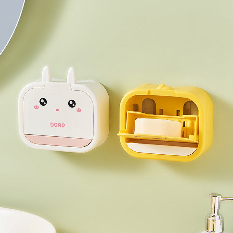 肥皂盒家用壁挂式沥水卫生间浴室创意香皂盒可爱卡通置物架免打孔