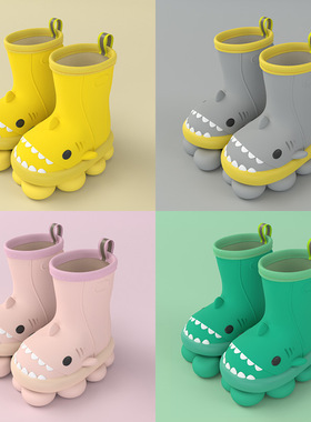 kids shark rainshoes girl boy rain boots waterproof shoes