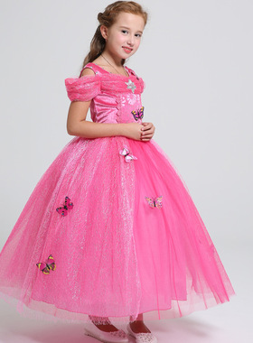 Summer Belle Elsa Cosplay Costume Kids Girls Princess Dress
