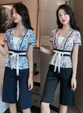 2022新款酒店美容会所桑拿按摩SPA足疗浴技师工作服制服五分裤女