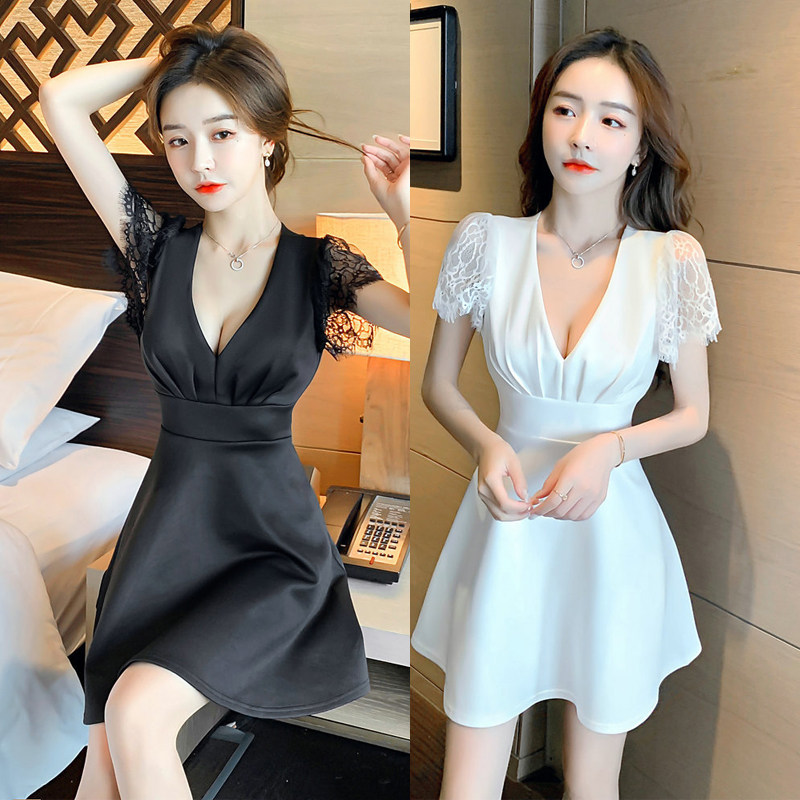 夜场工作服装女性感ktv低胸显瘦连衣裙2022新款夜店洗浴小姐工装