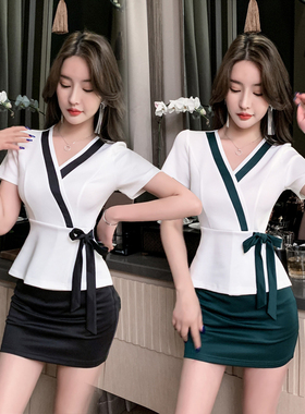 酒店SPA养生会所制服女2022新款气质遮肚套装足浴足疗技师工作服