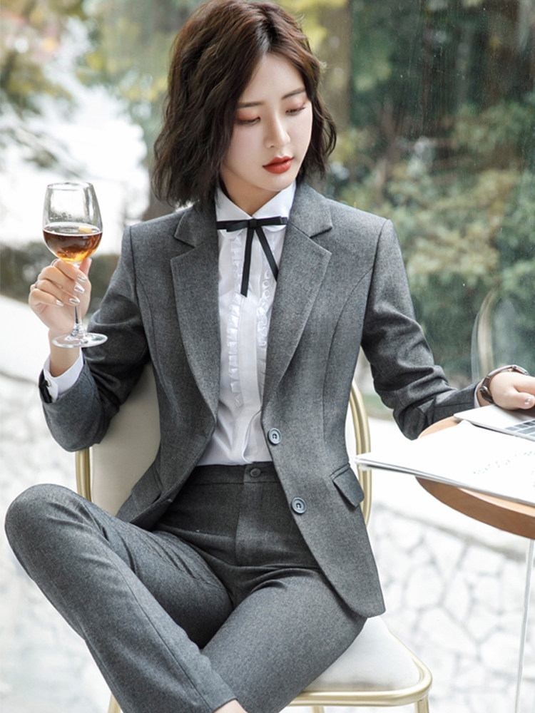 여성을 위한 전문 정장 봄 가을 겨울 기질 호텔 프론트 접수원 정장 재킷 바지