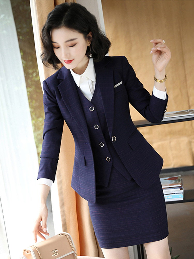 여성용 정장 한국 스타일 3 피스 가을 겨울 전문 복장 기질 여신 스타일 정장 고급 관리자 작업복