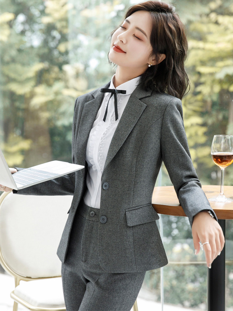 여성을 위한 전문 정장 봄 가을 겨울 기질 호텔 프론트 접수원 정장 재킷 바지