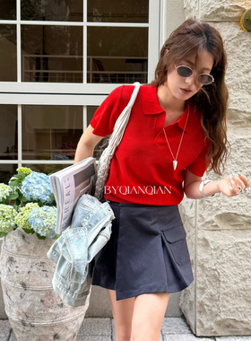 MADEIN OST-26年早春35天丝极简Polo领针织短袖T恤S8936