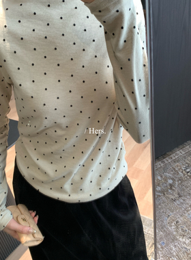 Hers-2025新款打底衫女冬上新韩系简约日常磨毛波点打底衫92547#