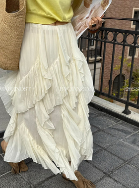 MADEIN OST-26年早春法式氛围感多层荷叶边飘逸半身裙91181