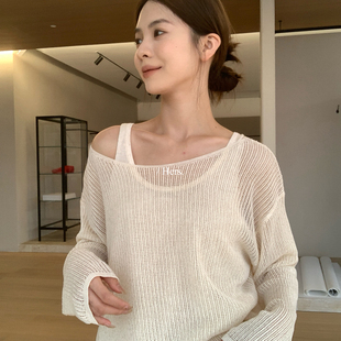 韩标 背心日常套装 08156 春上新清冷懒人两件套针织衫 Hers