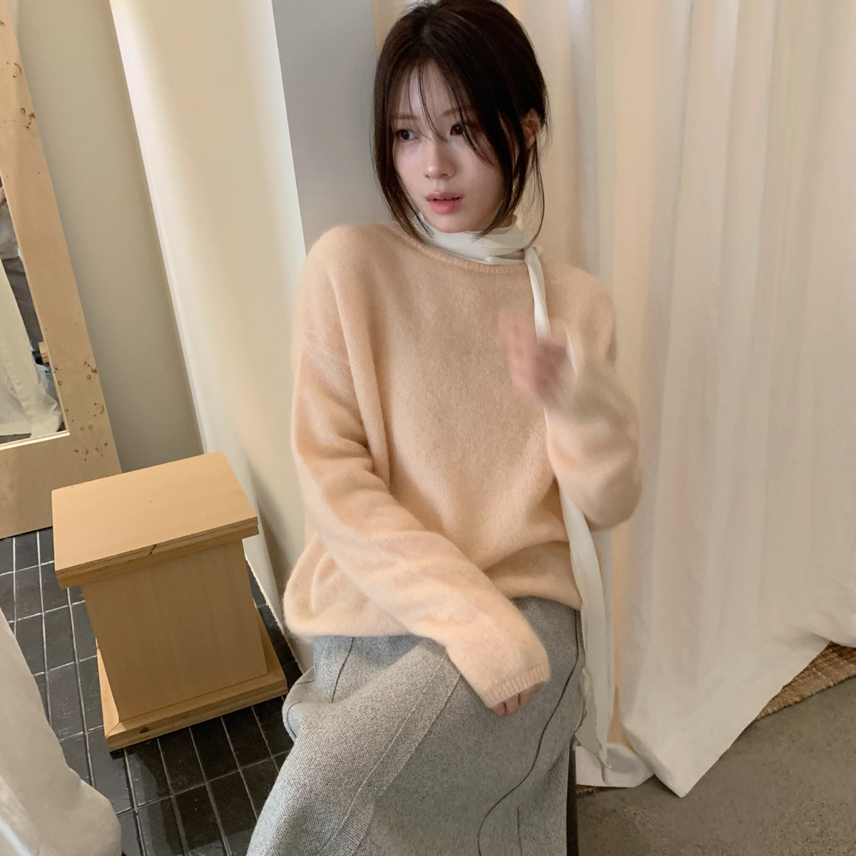IMISS-秋上新韩标超级大爆款软糯圆领马海毛保暖毛衣(含33S99139