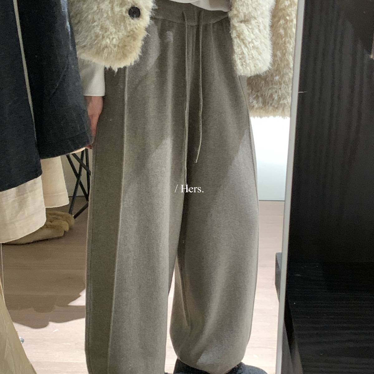 Hers-冬上新韩标冬日百搭奶奶裤简约日常百搭针织休闲裤92687#