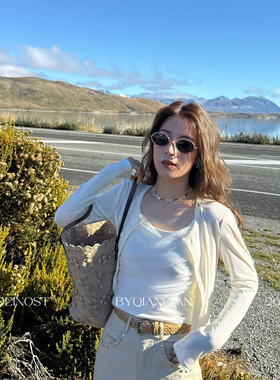 MADEIN OST-26年早春37天丝网纱拼接吊带+开衫套装91219