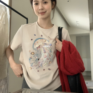 T恤20420 贝壳tee回归手工缝制贝壳小众短袖 夏上新大爆款 Hers