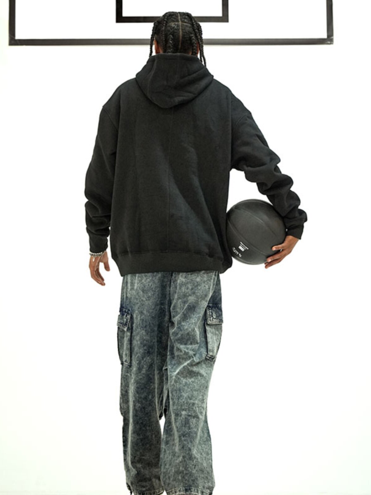 [ZONE 6] EASY SERIES BLACK SAMURAI LOGO HOODIE MENS VELVET AUTUMN AND WINTER SPORTS SWEATSHIRT