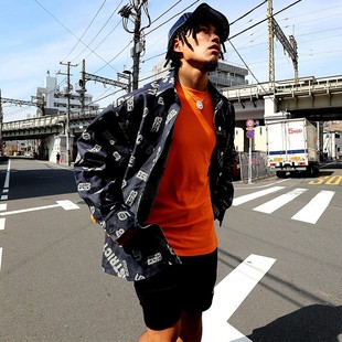 【第六区】街头100%高端定织斜纹logo原色牛仔外套男秋季运动夹克