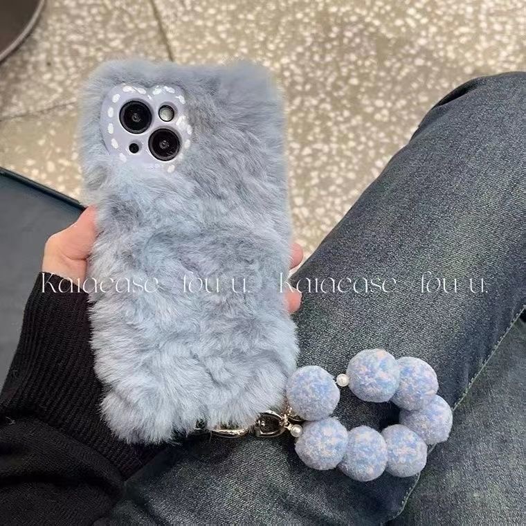 小红书简约毛球手提秋冬pura70毛绒mate60pro+适用x50i华为200荣耀100pro90/80se畅享60X手机壳x30畅玩40plus