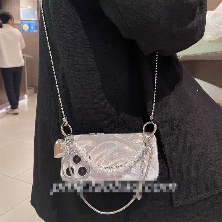 小红书爱心珍珠腕带Civi5/4pro3手机壳适用小米15pro/14/13/12X斜跨红米k80女K60K70e/Note14/13pro/12R/11T