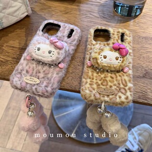 秋冬款公仔超萌日韩风小猫咪带手绳苹果14适用iPhone17promax女款16pro手机壳1+15/13/12/11一加ace6/5pro/3