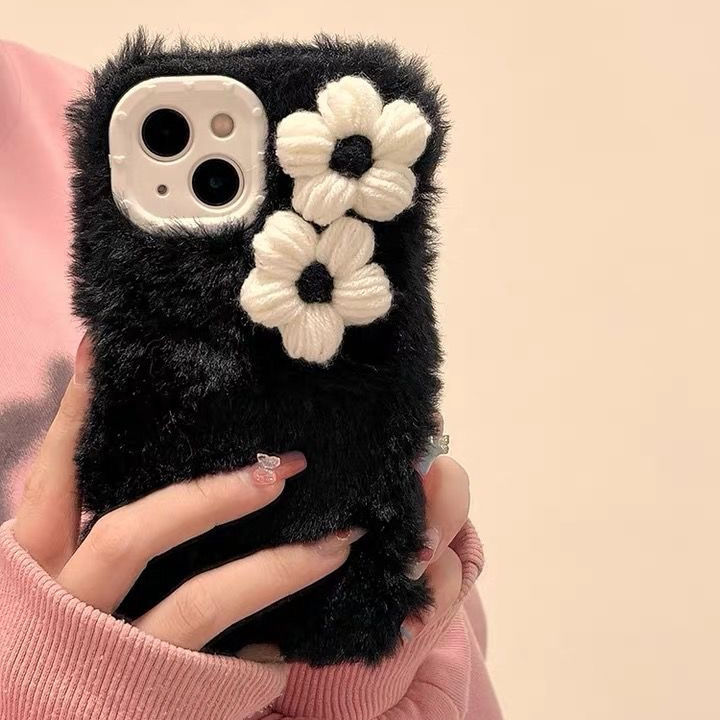 秋冬款毛绒针织毛线花朵power适用华为magic8pro/7/6/play10/9/8手机壳女50畅玩x60i/x70荣耀500/400/300/200
