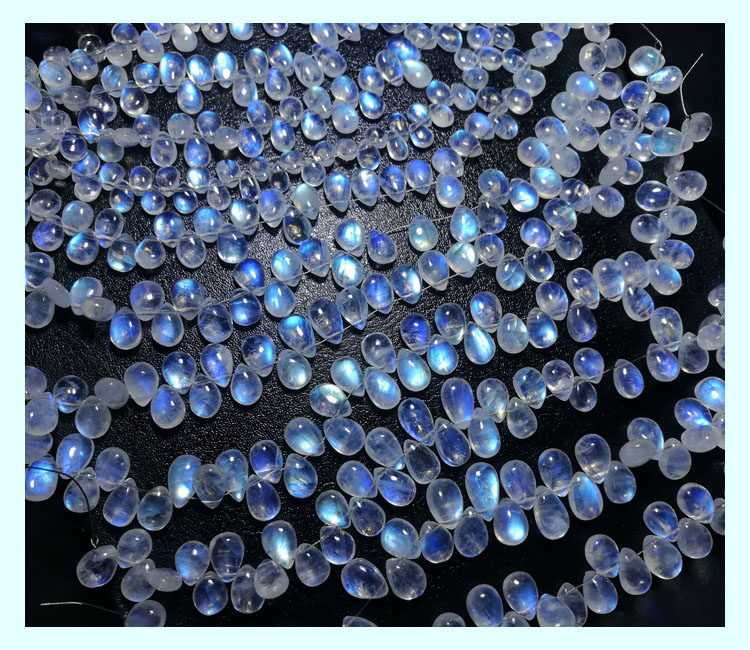 晴天石头铺一串天然月光石有孔水滴扁珠子6-12毫米一图一物