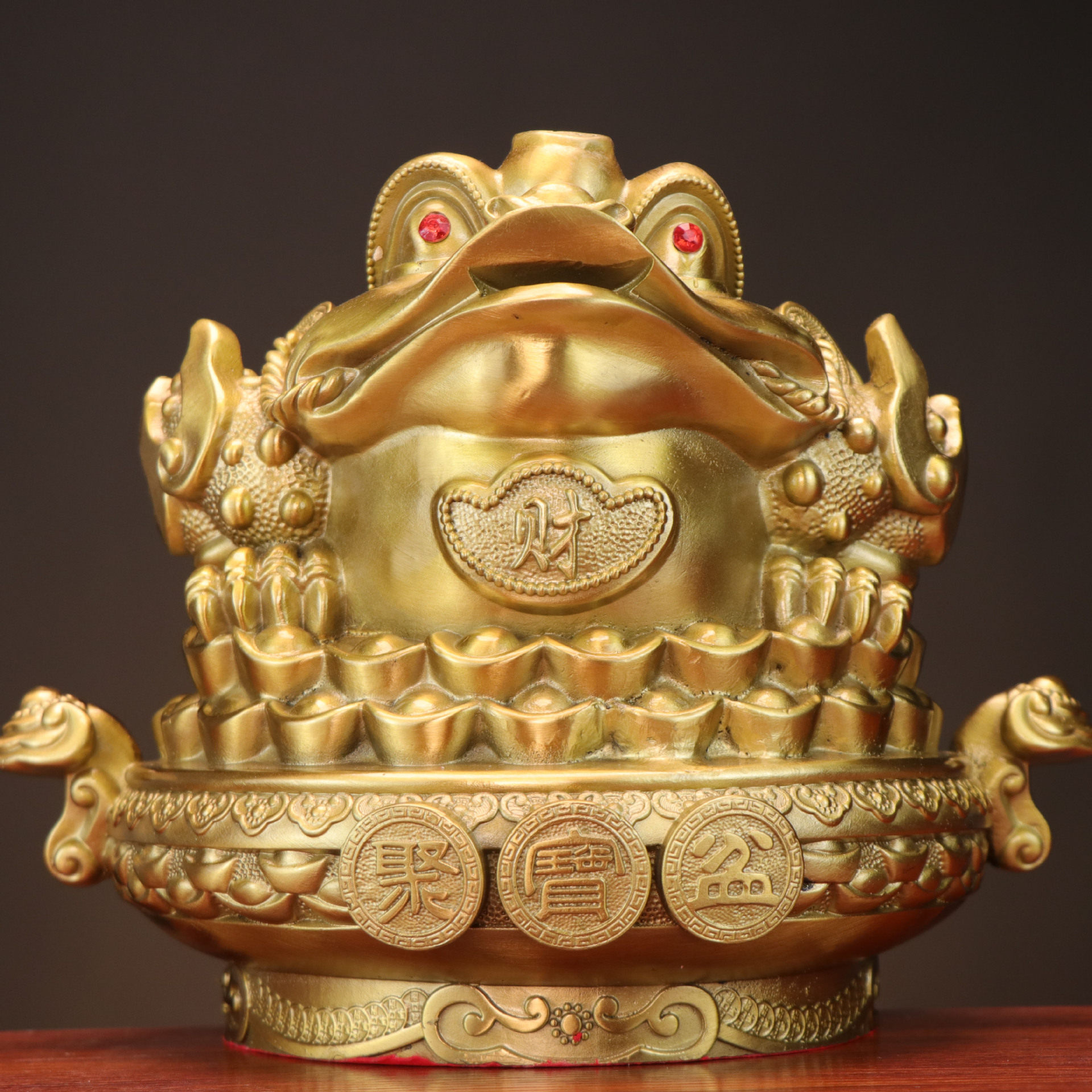 铜金蟾摆件三足蟾蜍金蝉聚宝盆摆件家居玄关装饰客厅店铺开业礼品