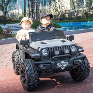 超大儿童电动车可坐双人宝宝越野车大人小孩亲子玩具四轮驱带摇摆
