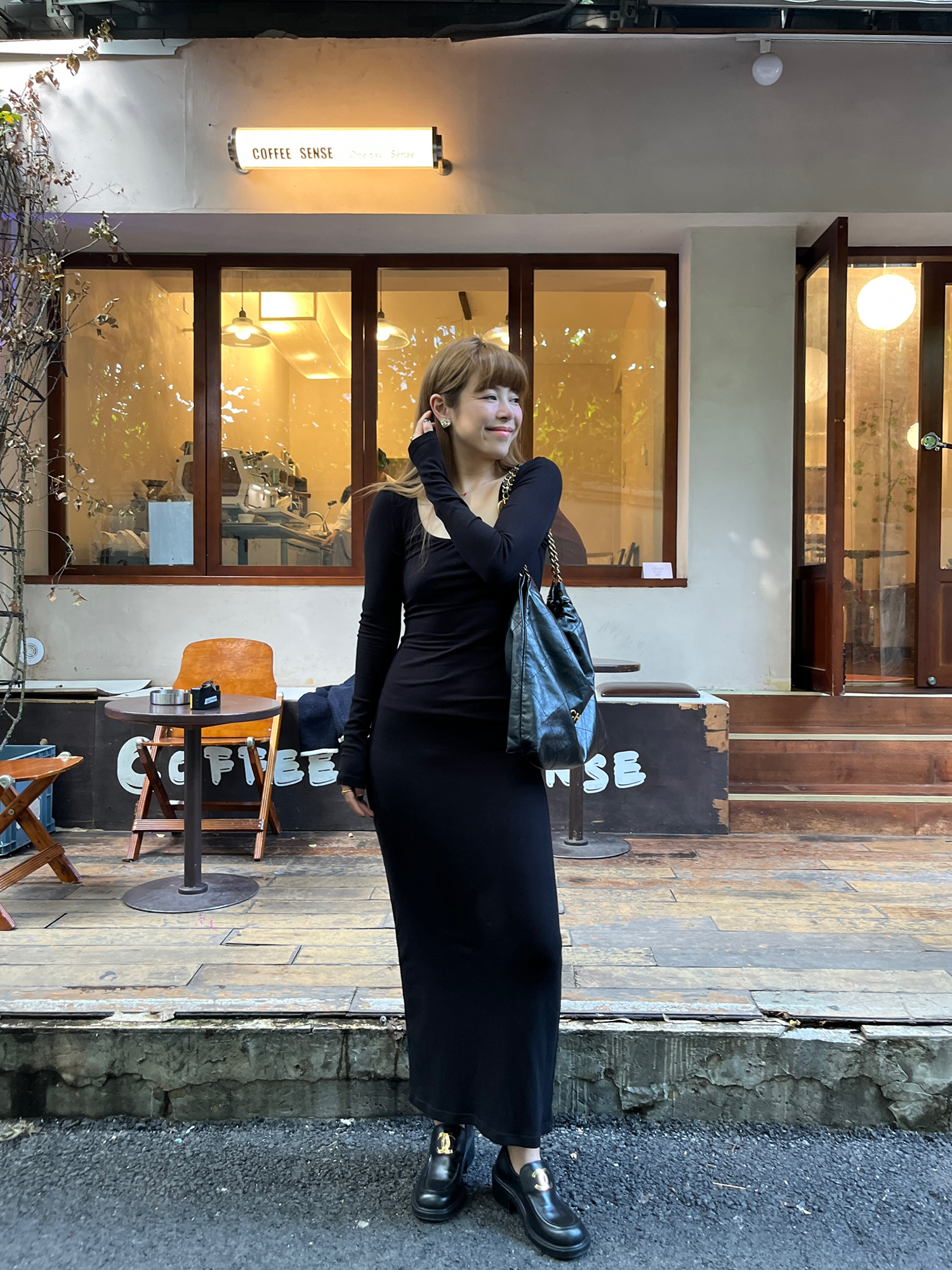 3ts修身包臀连衣裙黑色法式高级感长裙气质吊带裙子