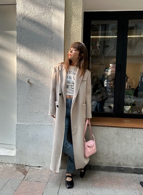 3ts1oo%羊毛呢子大衣冬季赫本风中长款毛呢外套女