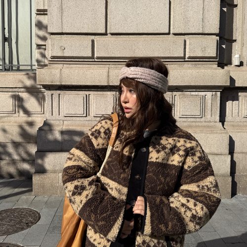 费尔岛两面穿棉衣韩版复古棉服