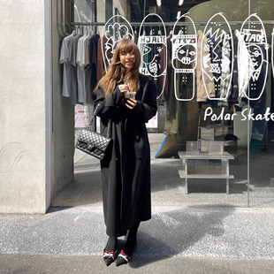 3ts1oo%羊毛呢子慵懒廓形西装 双面毛呢外套女 大衣中长款