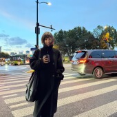 秋冬1oo羊毛毛呢外套立领中长款 3ts 高级感西装 呢子大衣女