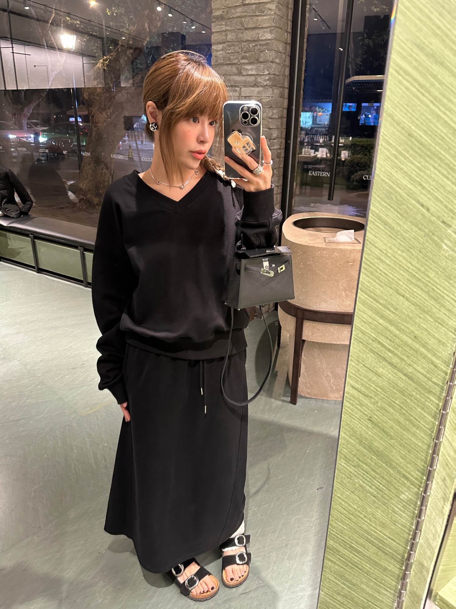 3ts【11.11新品】高级感全棉卫衣女简约宽松休闲上衣高腰半裙套装