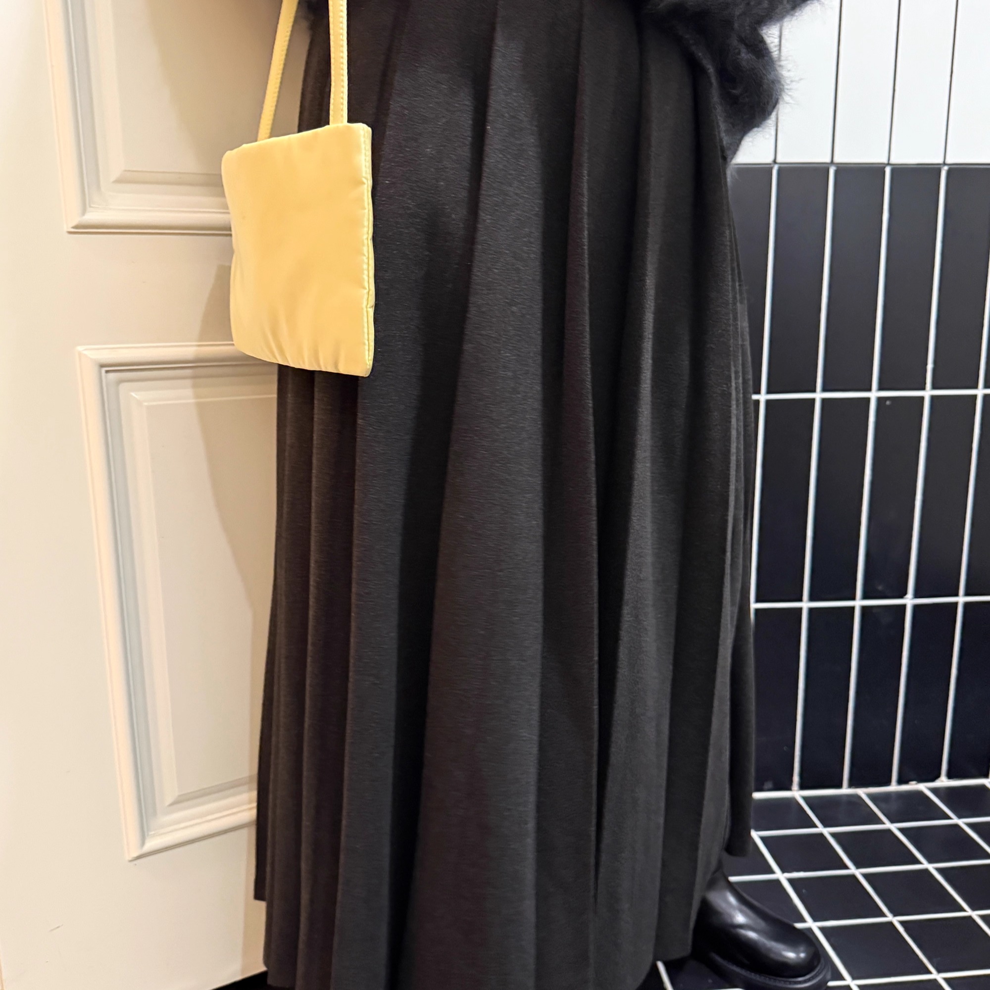 毛呢百褶裙秋冬灰色半身裙