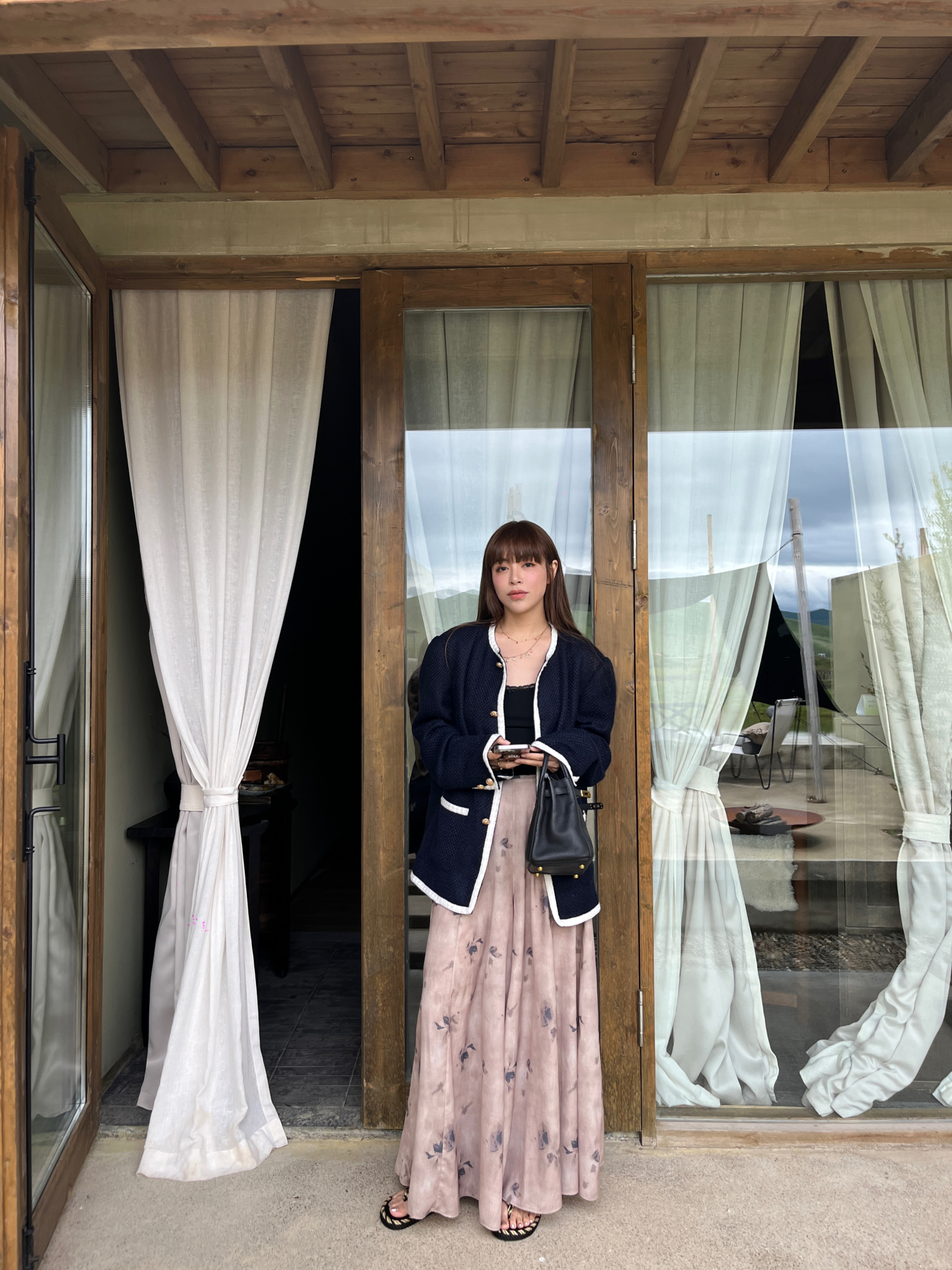 3ts夏季中式印花高腰裙裤薄款垂坠感宽松半身裙裤女