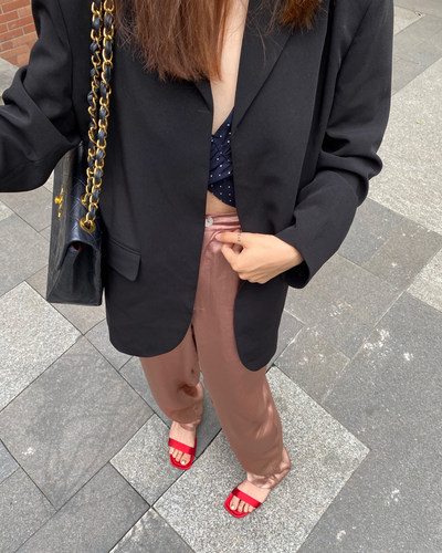 3ts阔腿拖地冰丝宽松凉凉裤