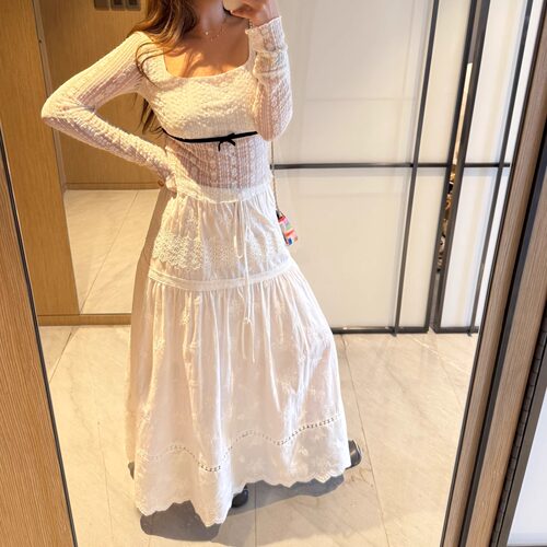 白色百搭中长裙高腰2025年夏季