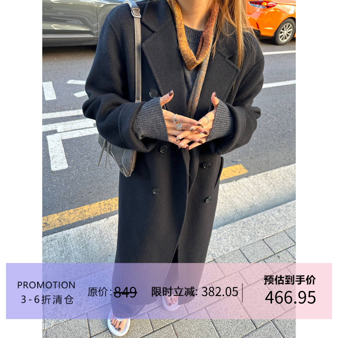 羊毛双面呢子大衣赫本风图片