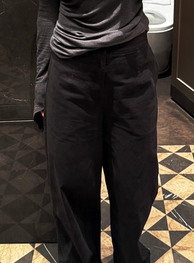 3ts廓形感弯刀裤休闲裤黑色美式复古极简阔腿裤宽松裤子