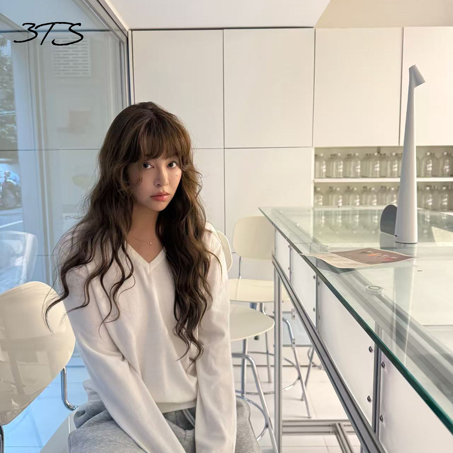 3ts10/10韩系极简V领针织衫秋冬软糯打底衫纯色长袖毛衣智感上衣
