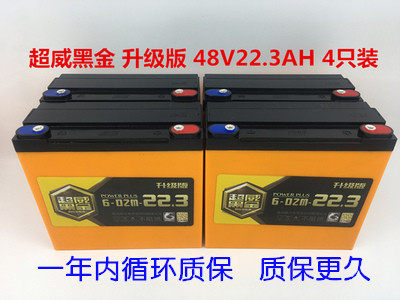 超威电动车电池48v20ah电瓶车6-dzm-20新品黑金22.3高能增强合肥