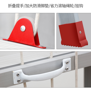 康鹏铝合金梯子伸缩梯工程梯上下阁楼直梯抽拉收缩楼梯单面升降梯