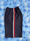 深蓝色五分裤 纯棉侧白红双杠休闲短裤 夏季 可定制