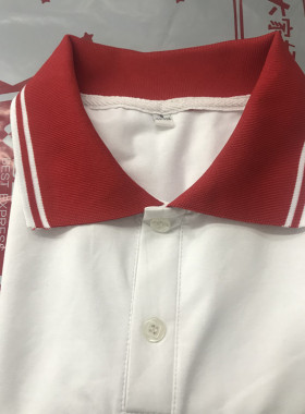 可定制中小学生四季校服 夏季白色纯棉红领子短袖班服校服门禁扣