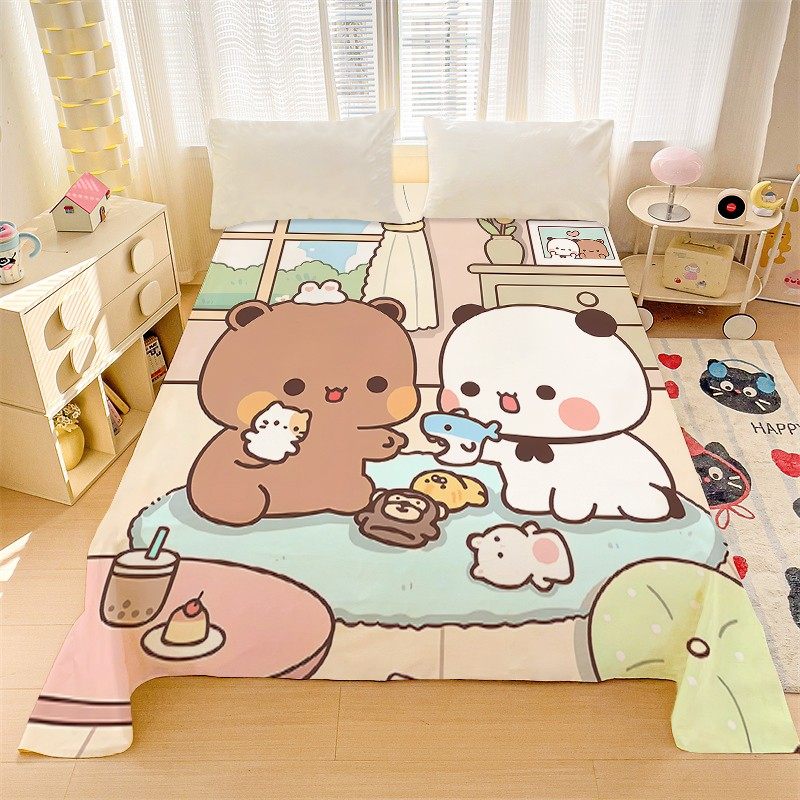 全棉一二卡通布布床单可爱小熊猫寝室学生宿舍可机洗儿童被单纯棉,床上用品,床单,淘宝优惠券,粉丝福利购,淘宝优惠卷