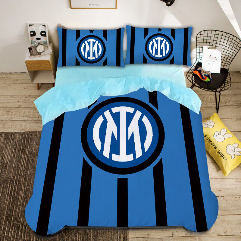 明星足球队队徽米兰床品3四件套男生学生宿舍寝室单双人被套皇马2