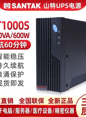 山特MT1000S-PRO UPS不间断电源1000VA 600W供电1小时 38AH 2只