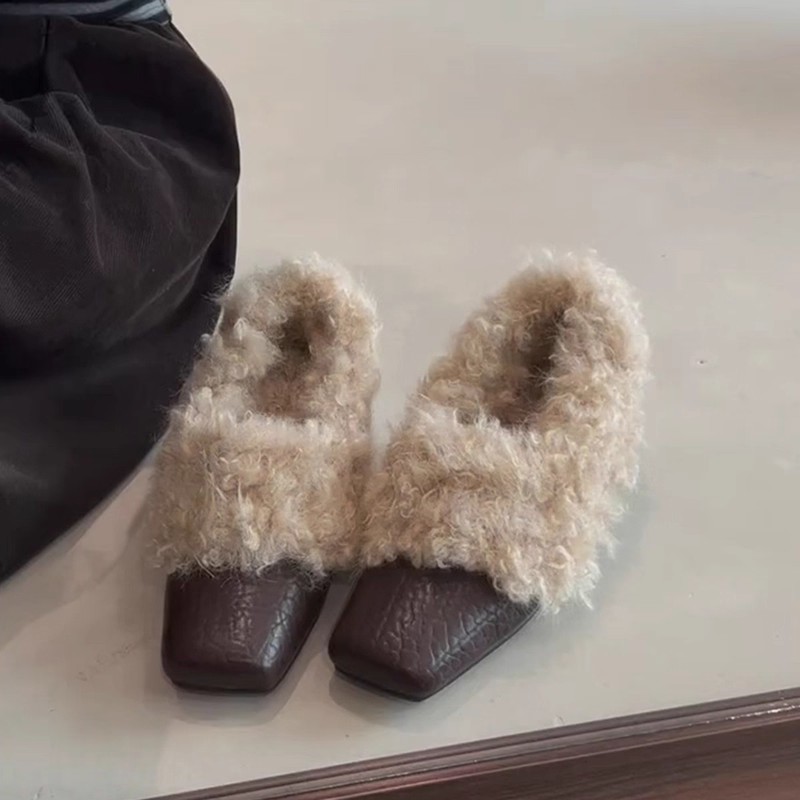 加绒保暖内增高女款一脚蹬皮鞋