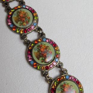 【以色列中古】MI*CHALE NEGRIN 彩钻花卉手链 ~Jessie的维琴察