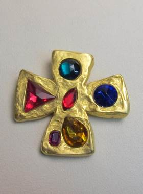 【复古肌理】DON*LIN 鎏金镶钻 十字/星星 胸针~Jessie的维琴察